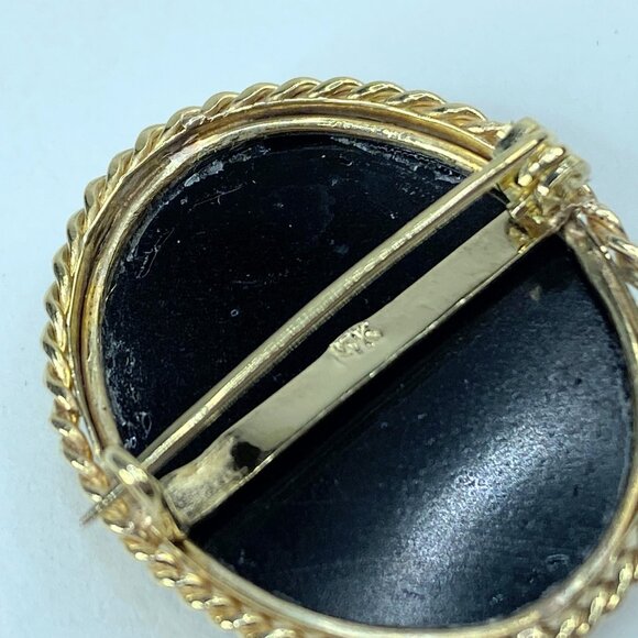 Antique Micro-mosaic 14k yellow gold rope bezel Dog Brooch 8g 30mm JR959 - Picture 8 of 8